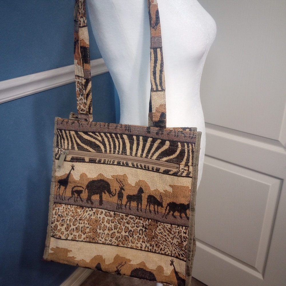Jade Animal Print Shoulder Bag - Brown and Tan